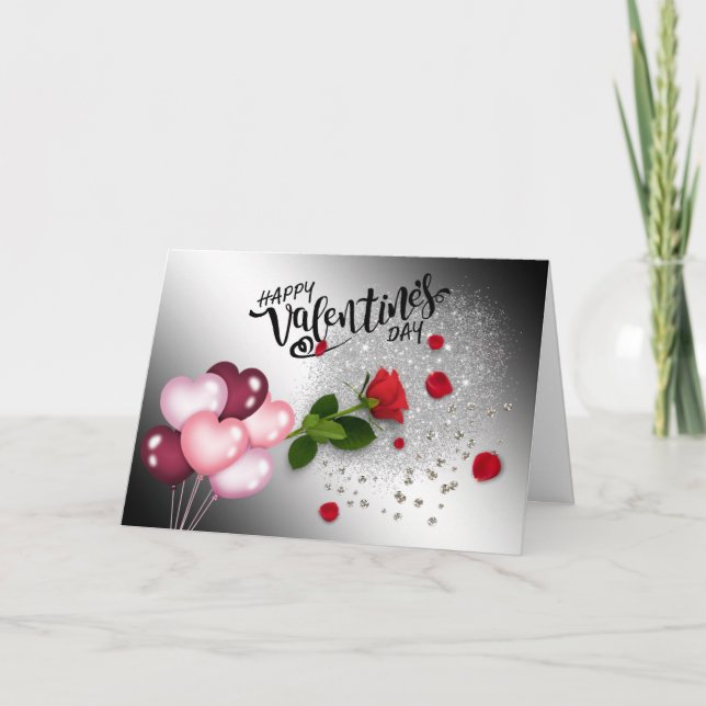 Carte  San Valentín con purpurina y rosas  (Devant)