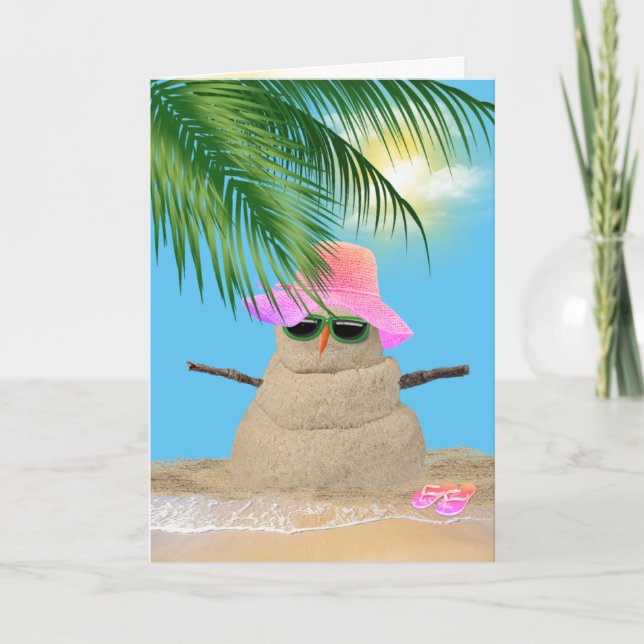Carte Sandman Tropical Anniversaire Avec Frond Palm (Devant)