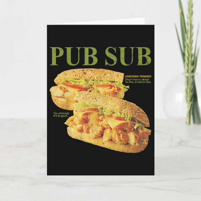 Carte Sandwich Fun Amusant Tendre au Poulet Pub Sub  (Devant)