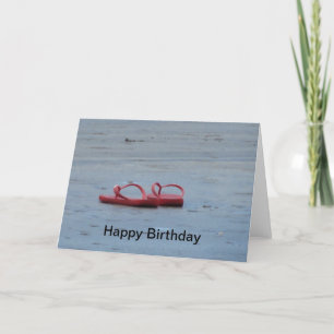 Carte Sandy Beach & Flip Flops Voeux Anniversaire