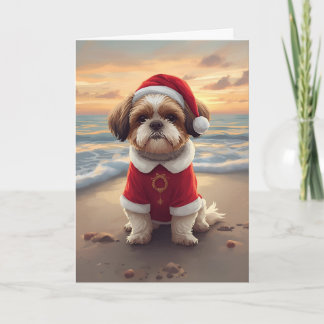 Carte Sandy Paws & Holiday Cheer – Little Beach Santa