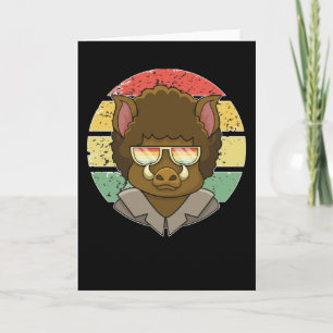 Carte Sanglier vintage nature amusement cadeau de truie