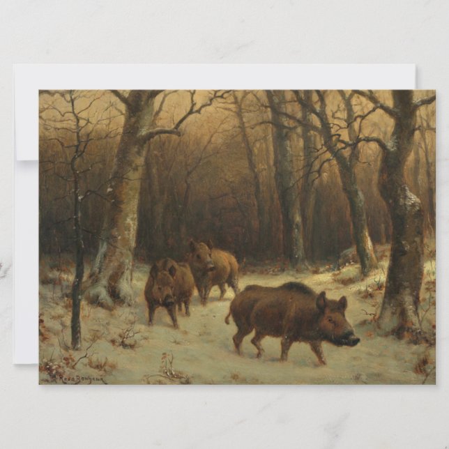 Carte Sangliers dans la neige (de Rosa Bonheur) (Devant)