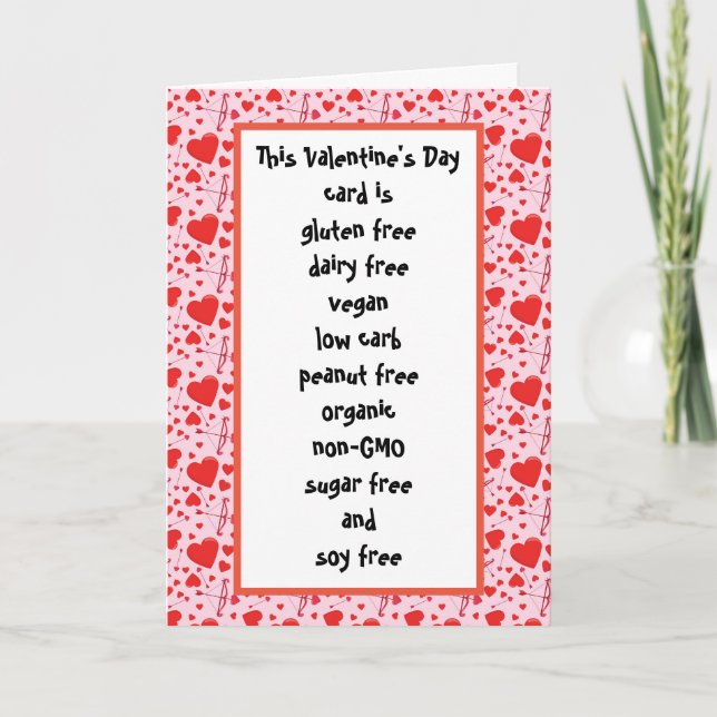 Carte Sans Gluten Lait Sucre Soja Carb Fun Valentine's d (Devant)