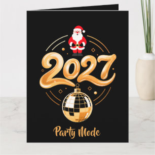 Carte Santa 2027 Mode Fête Or Disco Noël