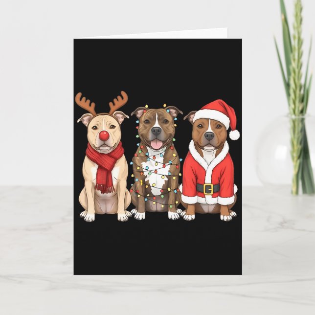 Carte Santa American Tbull Terrier Christmas Ttie Dog Mo (Devant)