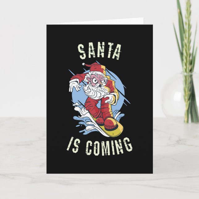 Carte Santa arrive en snowboard (Devant)