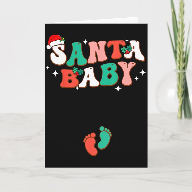 Carte Santa Baby Noël Annonce de Grossesse Enceinte (Devant)