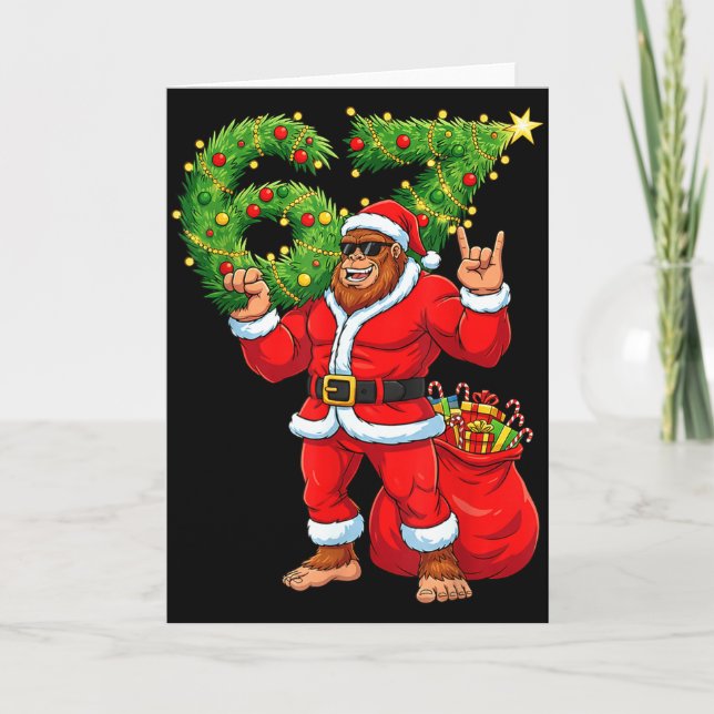 Carte Santa Bigfoot 67 Mème Six Sept 6 7 Bigfoot Drôle  (Devant)