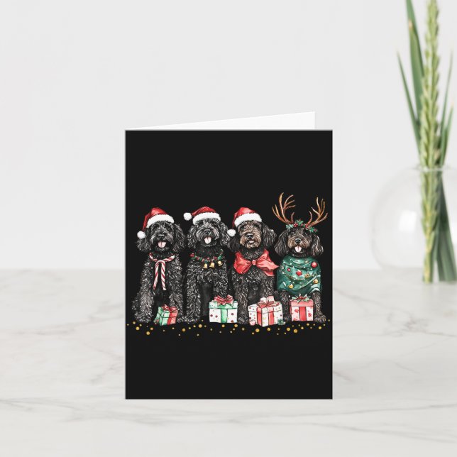 Carte Santa Black Goldendoodle Christmas Winter Goldendo (Devant)