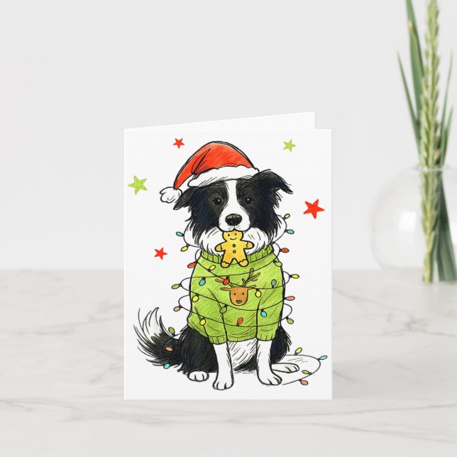 Carte Santa Border Collie Noël Border Collie Chien Mo (Devant)