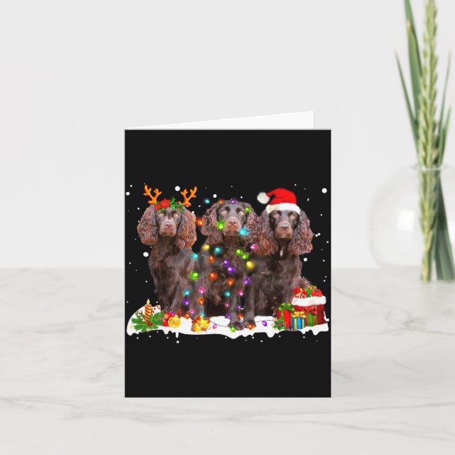Carte Santa Boykin Spaniel Dog Gorgeous Reindeer Christm (Devant)