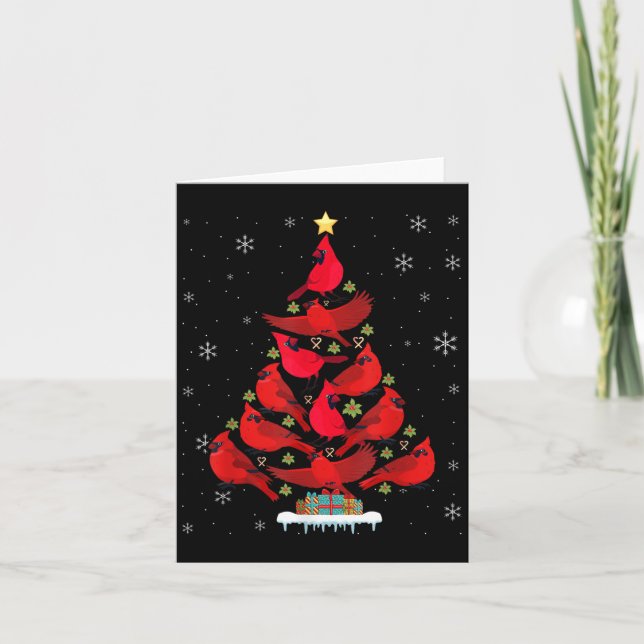 Carte Santa Cardinal Bird Christmas Tree Christmas Light (Devant)