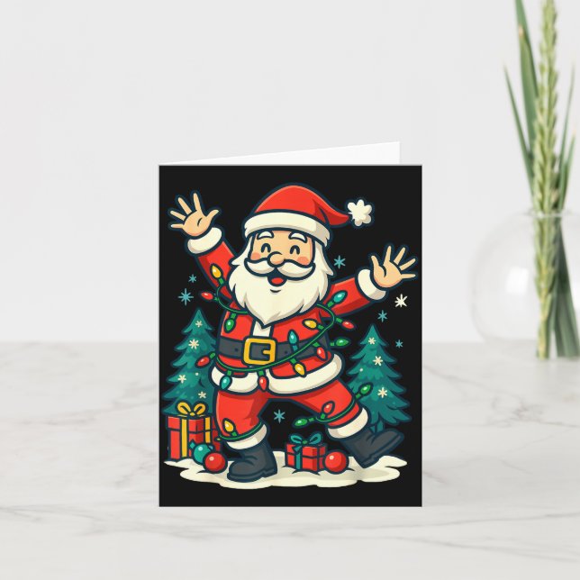 Carte Santa Christmas Festive Jolly Dance Snowy Lights F (Devant)