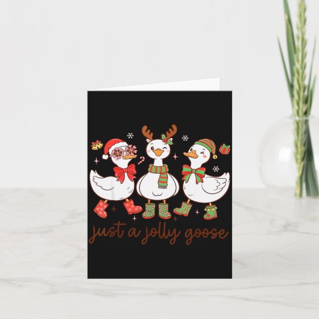 Carte Santa Christmas Goose Just A Jolly Goose Kids Boys (Devant)