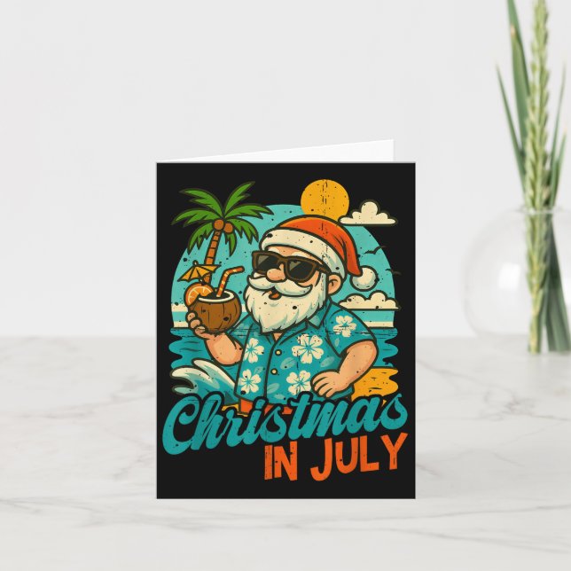 Carte Santa Christmas In July Palm Tree Xmas Summer Beac (Devant)