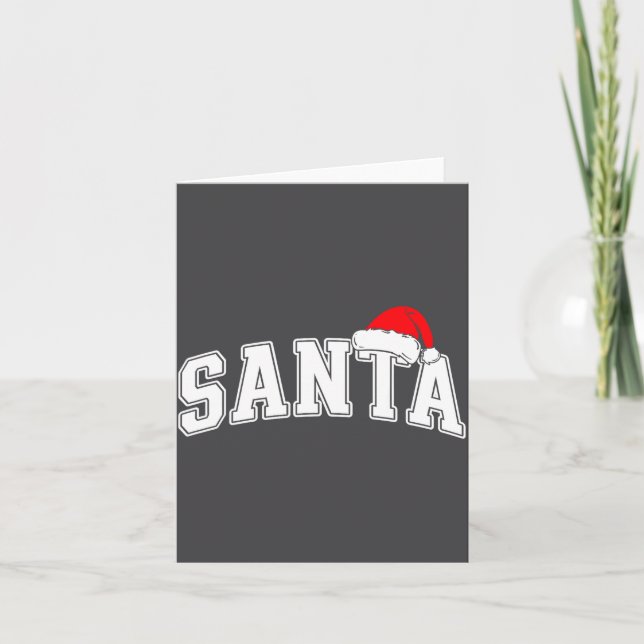 Carte Santa Christmas Varsity Text With Hat Family Xmas  (Devant)
