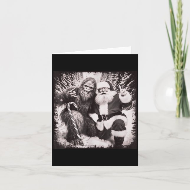 Carte Santa Claus And Sasquatch Bigfoot Funny Joyful Sno (Devant)