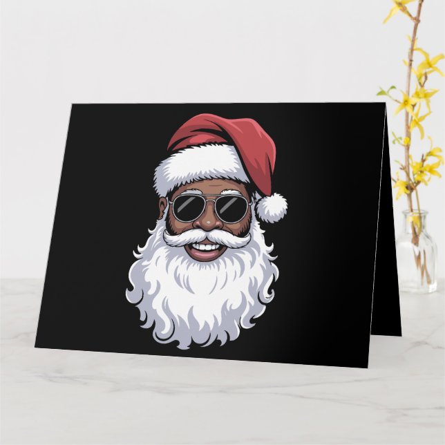Carte Santa Claus Black Xmas Santa Afro African American (Fleur jaune)