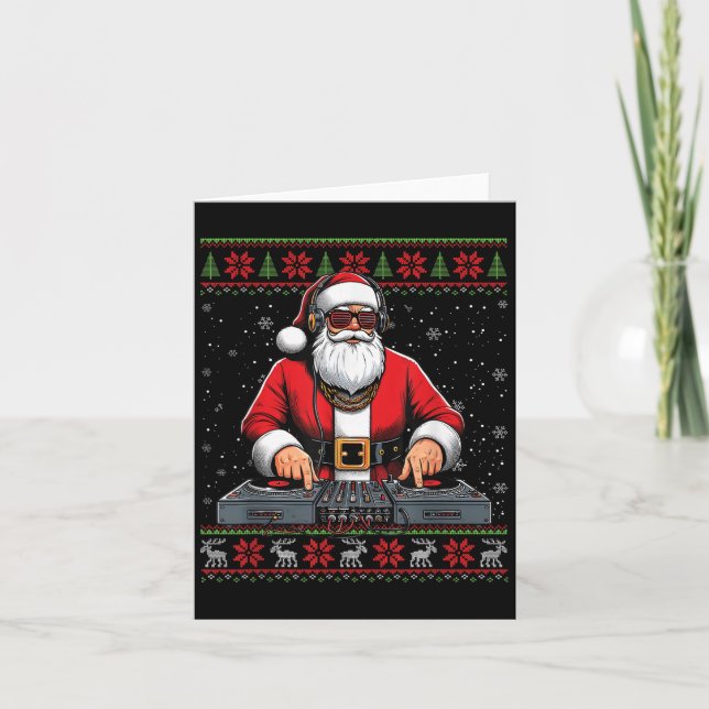 Carte Santa Claus Dj Mixer Music Ugly Christmas Sweater  (Devant)