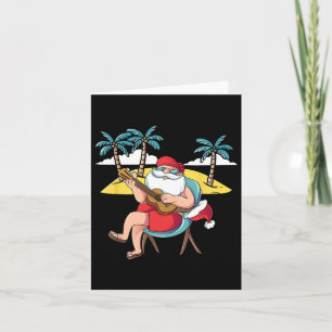 Carte Santa Claus Hawaïen Guitare Hawaïenne Noël En J