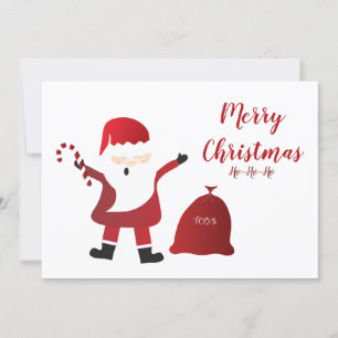 Carte Santa Claus mignon tenant Sucre de canne rouge