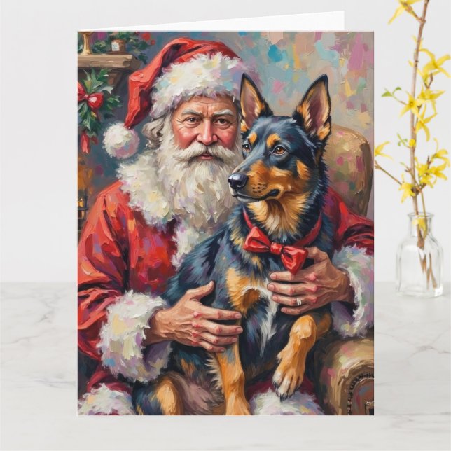 Carte Santa Claus Norwegian Lundehund Christmas Art (Fleur jaune)