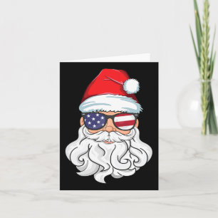 Carte Santa Claus Patriotique Usa Sungles Enfants Noël I