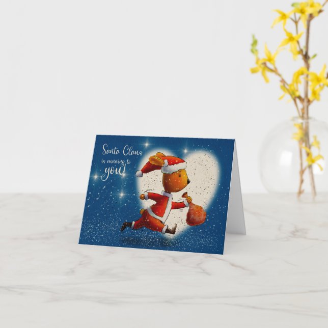 Carte Santa Claus Rabbit is running to you (Fleur jaune)