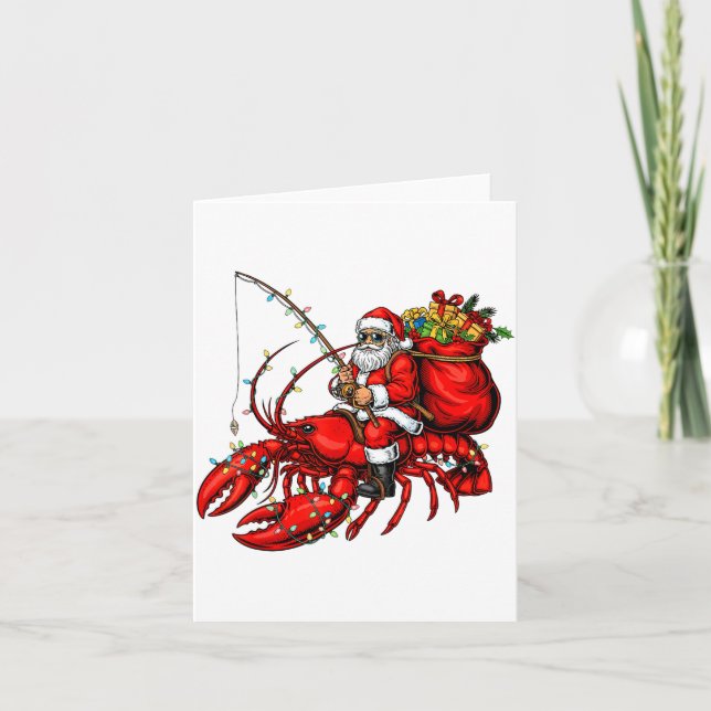 Carte Santa Claus Riding Lobster Lights Christmas Fishin (Devant)
