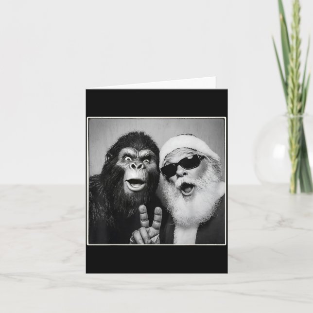 Carte Santa Claus Selfie Bigfoot Christmas Funny Sasquat (Devant)