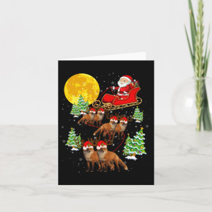 Carte Santa Claus Sleigh &amp; Reindeer Foxes Xmas Pajam