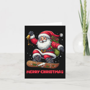Carte Santa Claus Snowboard Joyeux Noël Hiver Ho
