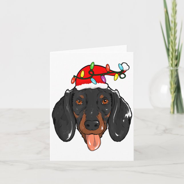 Carte Santa Dachshund Light Christmas  (Devant)