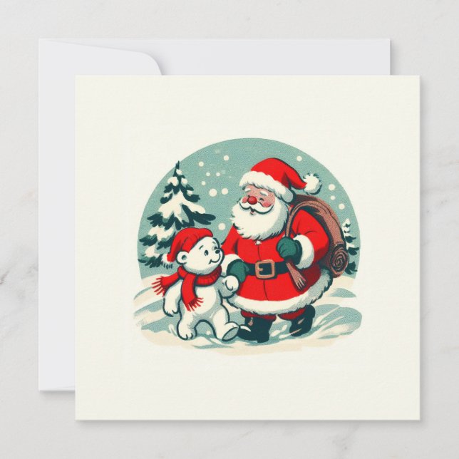 Carte Santa et petit ours polaire (Devant)