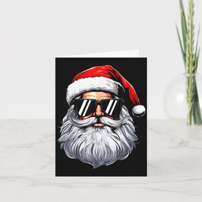 Carte Santa Face Retro Sungles Christmas Shirts For Mens (Devant)