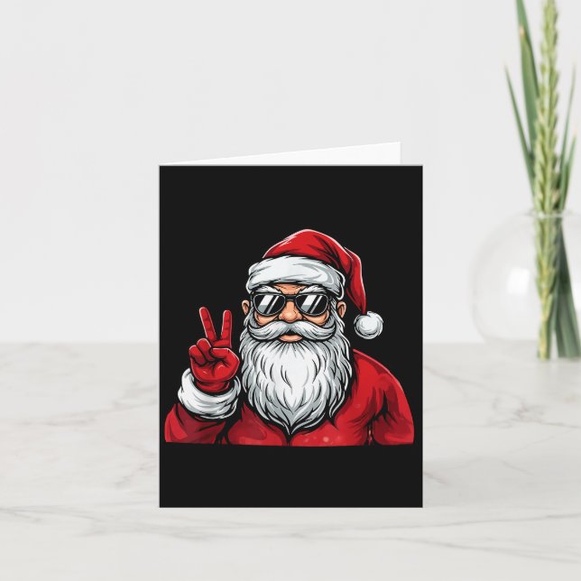 Carte Santa Face Retro Sungles Christmas Shirts For Mens (Devant)