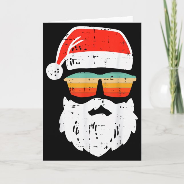 Carte Santa Face Retro Sungles Christmas Xmas Men Women  (Devant)