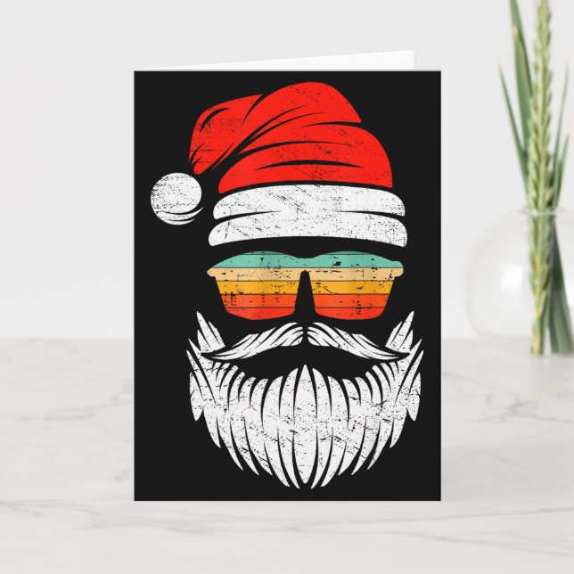 Carte Santa Face Retro Sungles Christmas Xmas Men Women  (Devant)