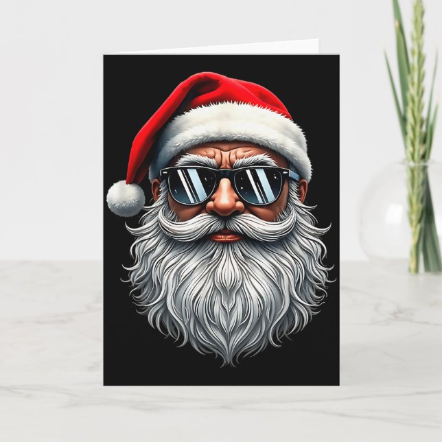 Carte Santa Face Retro Sungles Christmas Xmas Men Women  (Devant)