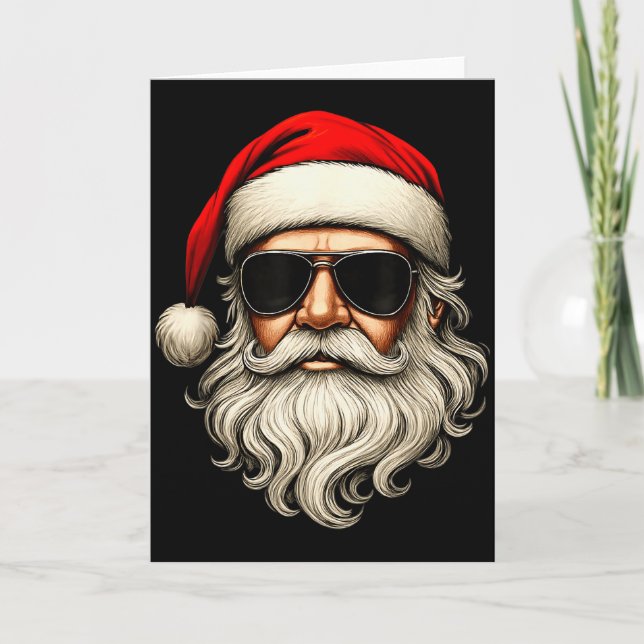 Carte Santa Face Retro Sungles Funny Christmas Pajama Me (Devant)