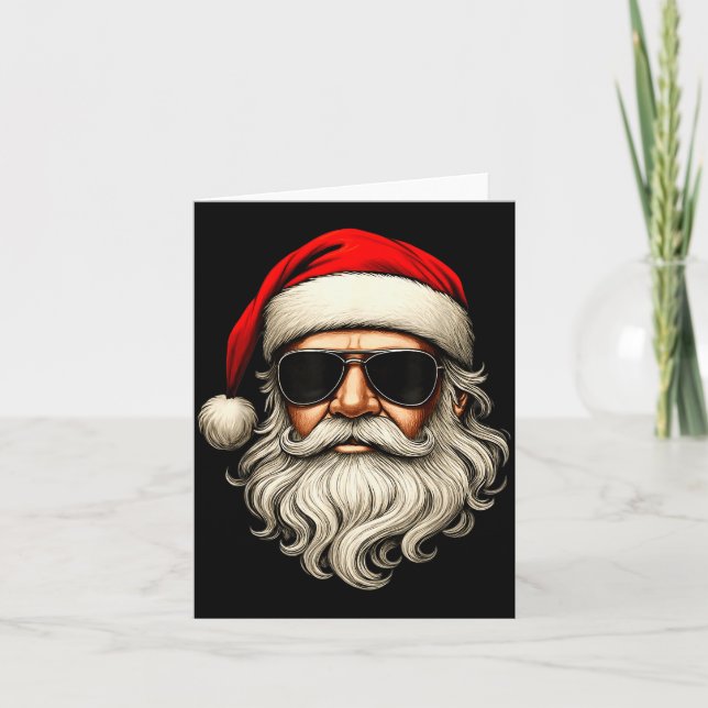 Carte Santa Face Retro Sungles Funny Christmas Pajama Me (Devant)