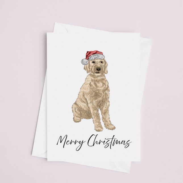 Carte Santa Golden Doodle Watercolor Christmas Card (Créateur téléchargé)