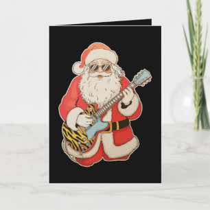 Carte Santa Guitare Rock Jazz Musique Noël Xmas