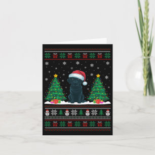 Carte Santa Hat Black Labrador Chien Xmas L'arbre s'illu