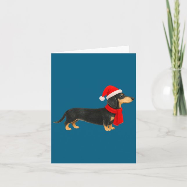 Carte Santa Hat Dachshund Christmas Funny Cute Dog Mom  (Devant)