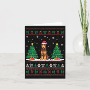 Carte Santa Hat Irish Wolfhound Chien Xmas Tree Lumières