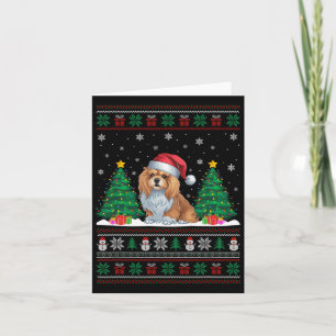 Carte Santa Hat Lhassa Apso Chien Noël Lumières Arbre Ug