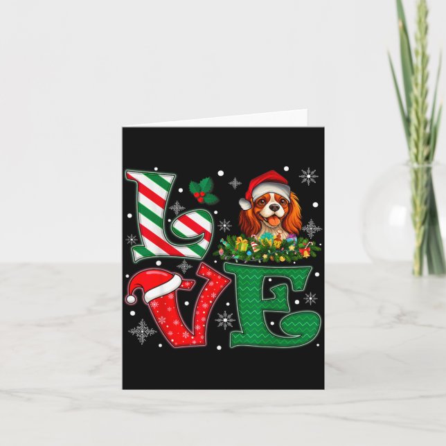 Carte Santa Hat Love Cavalier King Charles Spaniel Dog X (Devant)
