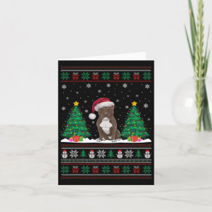 Carte Santa Hat Pitbull Chien de Noël Lumières Arbre S